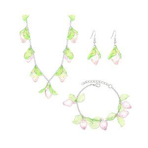 NIQIPOK 3Pcs Strawberry Jewelry Set Strawberry Earrings for Women 3D Simulation